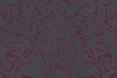 33583-5 cikkszámú tapéta.Barokk-klasszikus,különleges felületű,plüss felületű,velúr felületű,lila,piros-bordó,szürke,vlies tapéta