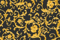 34326-2 cikkszámú tapéta.Barokk-klasszikus,különleges felületű,virágmintás,arany,fekete,súrolható,vlies tapéta