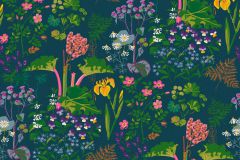1791 cikkszámú tapéta.Rajzolt,retro,természeti mintás,kék,lila,pink-rózsaszín,piros-bordó,sárga,zöld,lemosható,vlies tapéta